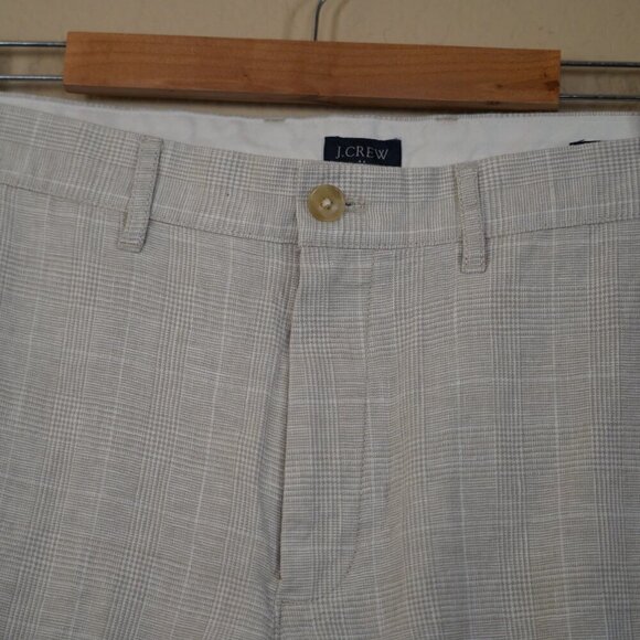 J. Crew Mens Straight Fit Linen-Cotton Blend Pants Cream Tartan Chino Pant 36X31 - Picture 4 of 12